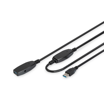 Подовжувач DIGITUS USB 3.0 Active Cable, A/M-A/F, 20м, чорний