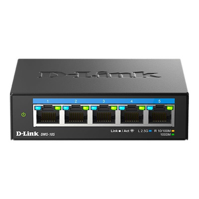 Комутатор D-Link DMS-105 5x2.5GE, Некерований
