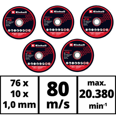 Диск відрізний Einhell TP-CO 18/76-C Li BL 76х10мм по металу 5шт