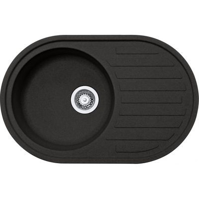Мийка кухонна Franke RONDA фраграніт, овал, з крилом, 770х500х205мм, чаша - 1, врізна, онікс