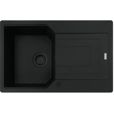 Мийка кухонна Franke Urban, фраграніт, прямокутник, з крилом, 780х500х220мм, чаша - 1, врізна, оборотна, UBG 611-78, чорний матовий