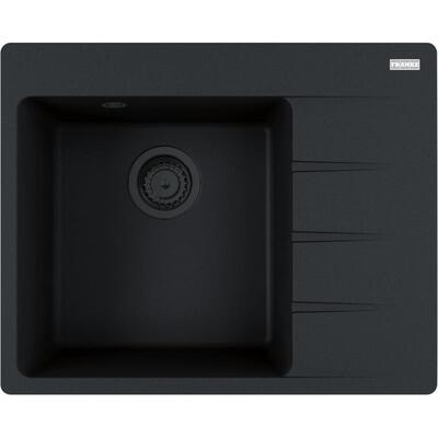 Мийка кухонна Franke Centro, фраграніт, прямокутник, з крилом, 620х500х200мм, чаша - 1, врізна, CNG 611-62 TL, чорний матовий