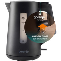 Електрочайник Gorenje 1.7л, Strix контроль, чорний матовий