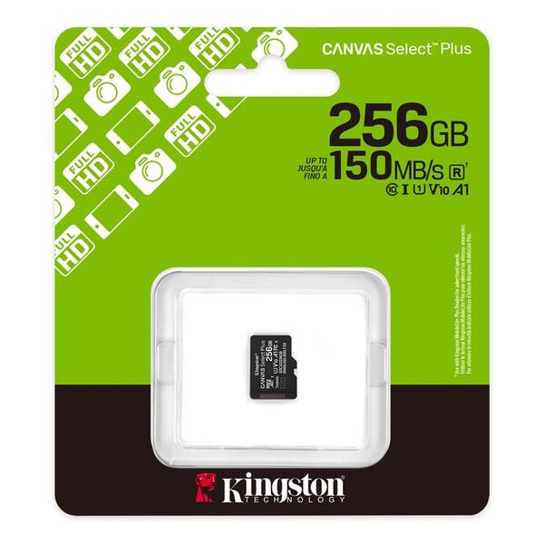 Карта пам'яті Kingston microSD  256GB C10 UHS-I A1 V10 R150MB/s