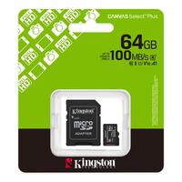 Карта пам'яті Kingston microSD   64GB C10 UHS-I A1 V10 R100MB/s + SD