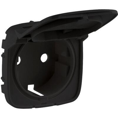 Лицевая панель розетки Schuko с крышкой Legrand Valena ALLURE, IN*MATIC, антрацит