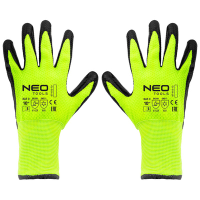 Рукавички робочі Neo Tools, утеплені, латексне покриття, поліестер, р.10, зелено чорні