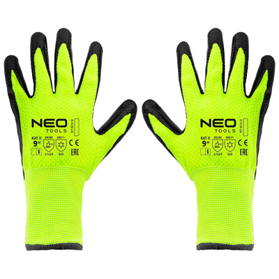 Рукавички робочі Neo Tools, утеплені, латексне покриття, поліестер, р.9, зелено чорні