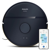Робот-пилосос Philips Series 2000, h=9.7см, вологе прибирання, конт пил -0.38л, вода -0.3л, автон. робота до 120хв, EPA 11, Wi-Fi, темно-синій