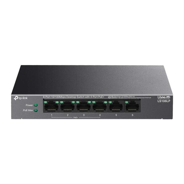 Комутатор TP-LINK LS106LP  6xFE (4xPoE), 41 Вт