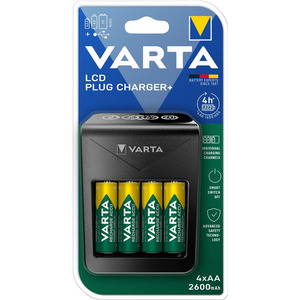 Зарядний пристрій Varta Lcd Plug Charger 4хNI MH AA2600 мА•год
