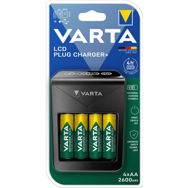 Зарядний пристрій Varta Lcd Plug Charger 4хNI MH AA2600 мА•год
