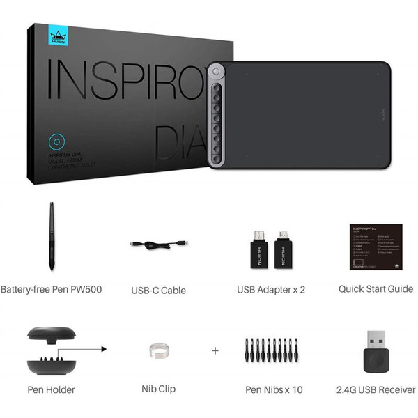 Графічний планшет Huion 10.5"x6.5" Q620M, USB-C, чорний