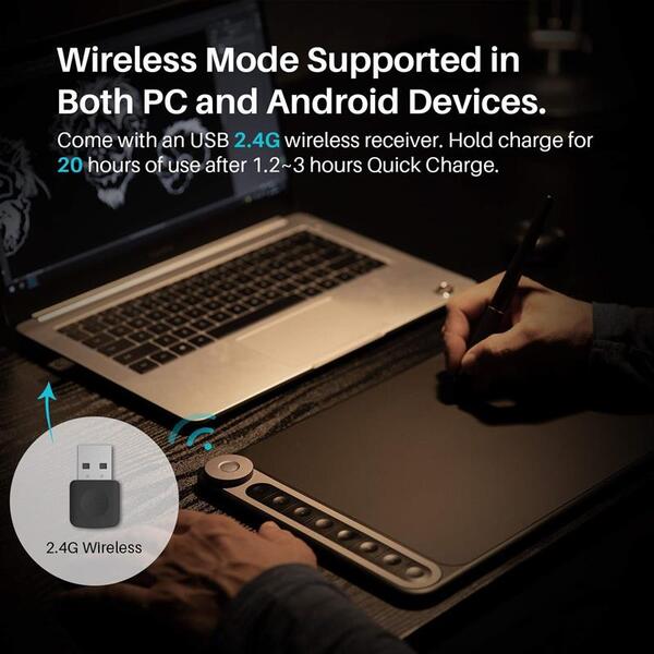 Графічний планшет Huion 10.5"x6.5" Q620M, USB-C, чорний