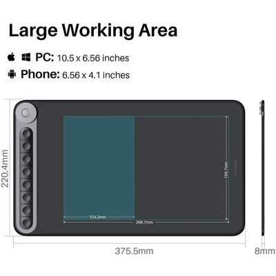 Графічний планшет Huion 10.5"x6.5" Q620M, USB-C, чорний