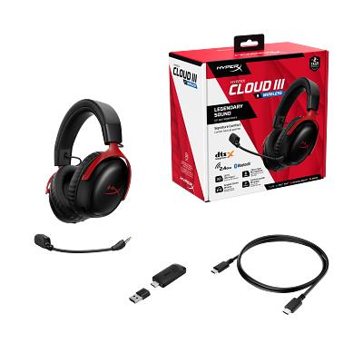 Гарнітура ігрова HyperX Cloud III S, WL/USB-A/USB-C, чорно-червоний