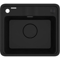 Мийка кухонна Deante Momi, граніт, квадрат, без крила, 500х440х230мм, чаша - 1, врізна, чорний матовий + кухонна дошка