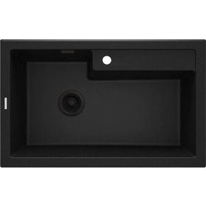 Мийка кухонная Deante Eridan, граніт, прямокутник, без крила, 800х500х214мм, чаша - 1, врізна, графіт металік