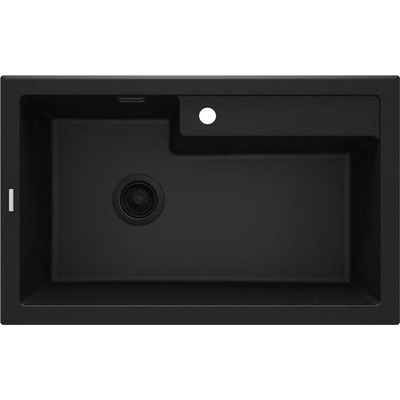 Мийка кухонная Deante Eridan, граніт, прямокутник, без крила, 800х500х214мм, чаша - 1, врізна, графіт металік