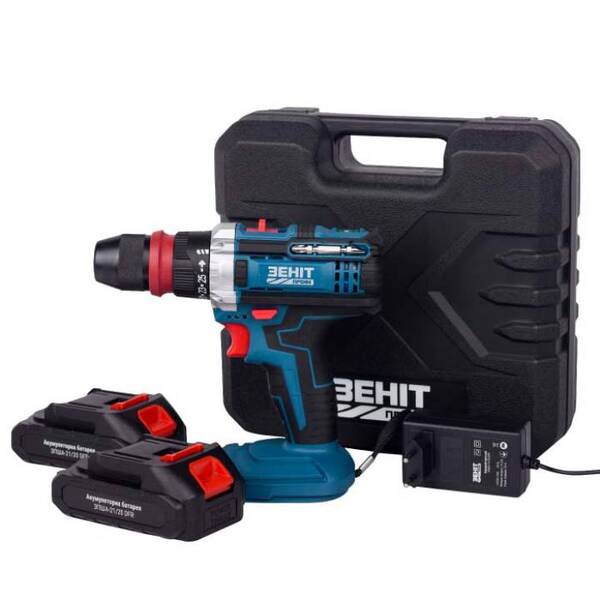 Шурупокрут-дриль акумуляторний Зеніт Профі ЗПША-21/20 DFR 21В 2х2А·год 25Нм 350·1500об/хв 1.2кг