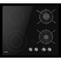 Варильна поверхня Hansa комбінована (2 газ + 2 електро), 59,2см, розширена зона, чавун, чорний