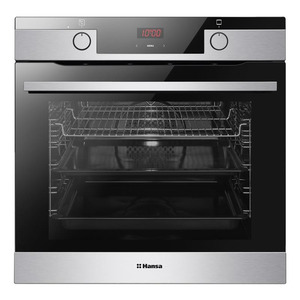 Духовка электр. Hansa, 60см, 77л, A,  гриль, емаль легкого очищення, диспл., нержавіюча сталь