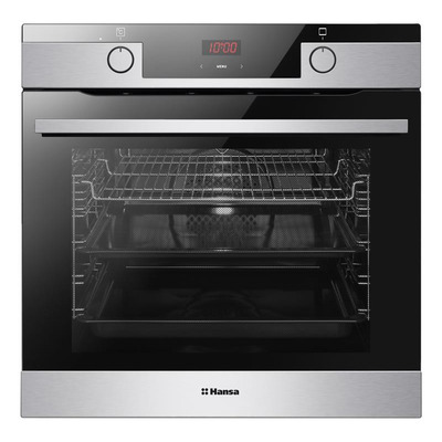 Духовка электр. Hansa, 60см, 77л, A,  гриль, емаль легкого очищення, диспл., нержавіюча сталь