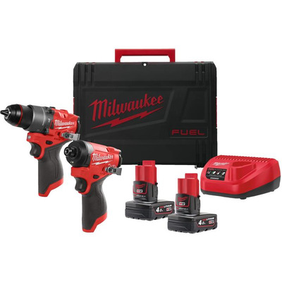 Набір із двох акумуляторних інструментів Milwaukee M12 FPP2A2-402X шурупокрут-дриль M12 FPD2-0 гвинтоверт M12 FID2-0 акб М12 2х4А·год ЗП C12C кейс