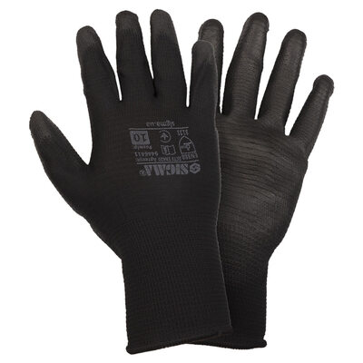Рукавички трикотажні з частковим ПУ покриттям р10 (чорно-сірі манжет) SIGMA (9446411)