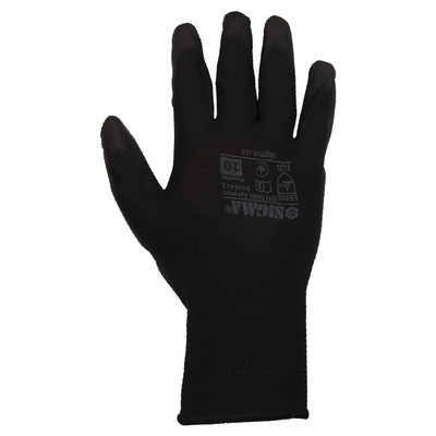 Рукавички трикотажні з частковим ПУ покриттям р10 (чорно-сірі манжет) SIGMA (9446411)