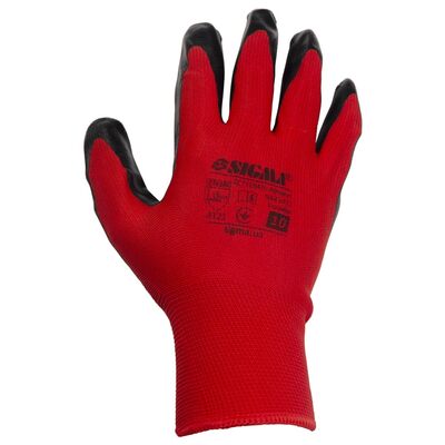 Рукавички трикотажні з частковим нітриловим покриттям р10 (червоно-чорні манжет) КРАТНО 12 парам SIGMA (9443471)