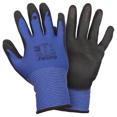 Рукавички трикотажні з частковим ПУ покриттям р10 (синьо-чорні манжет) SIGMA (9446431)
