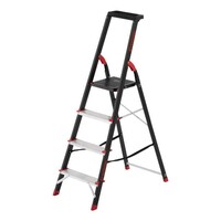 Драбина сталева, 4 сходинки, лоток для інвентарю, висота: 1350 мм, висота: висота до платформи: 850 мм, 150 кг INTERTOOL LT-0054