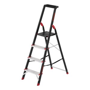 Драбина сталева, 4 сходинки, лоток для інвентарю, висота: 1350 мм, висота: висота до платформи: 850 мм, 150 кг INTERTOOL LT-0054