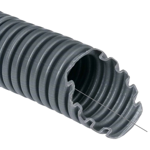 Труба гофрована електромонтажна з протяжкою темно-сіра Kopos 750N/5см 20мм ПВХ Бухта 50 м