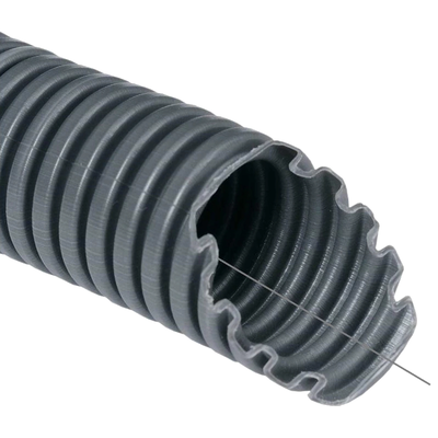 Труба гофрована електромонтажна з протяжкою темно-сіра Kopos 750N/5см 20мм ПВХ Бухта 50 м