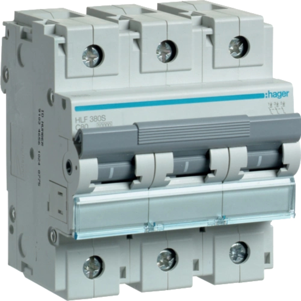 Автоматический выключатель Hager HLF380S 3P, In=80А, C, 10 kA, 4,5м.