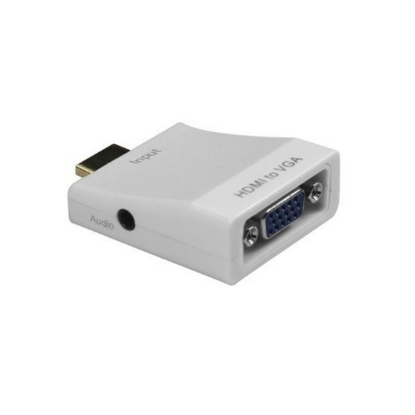 Перехідник HDMI M -> VGA F (з аудіо інтерфейсом) додаткове живлення micro USB, білий RTL