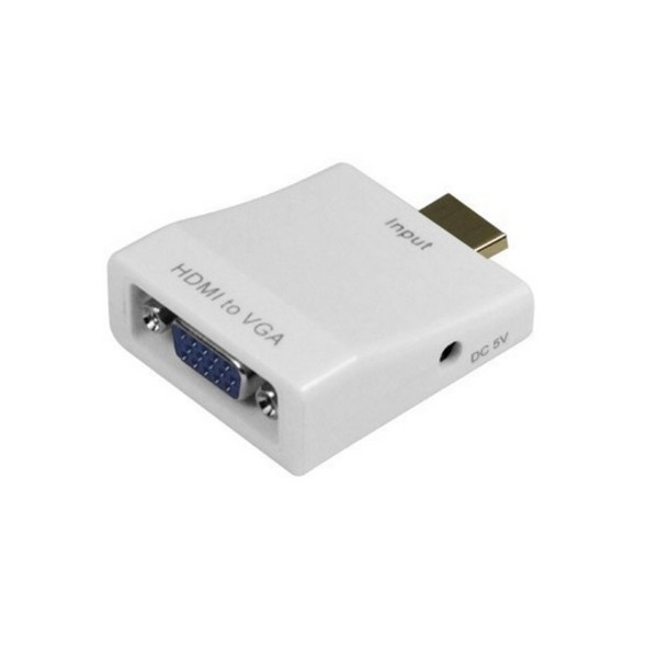 Перехідник HDMI M -> VGA F (з аудіо інтерфейсом) додаткове живлення micro USB, білий RTL