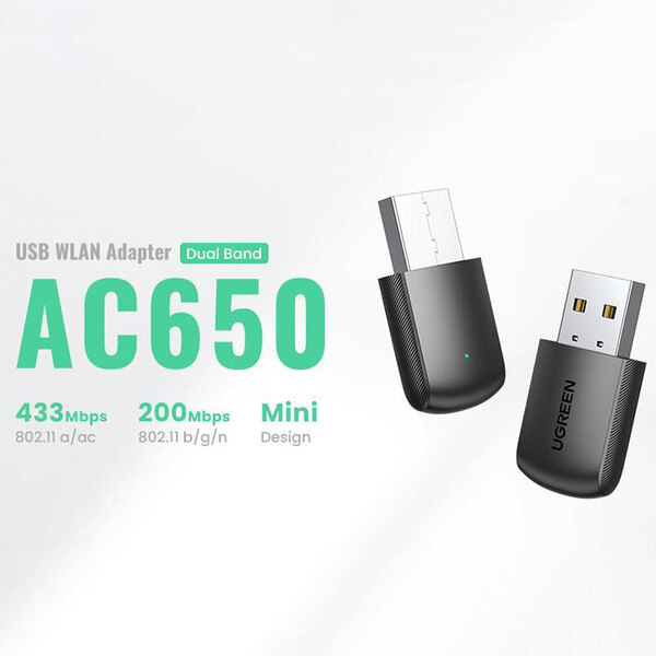 Адаптер WiFi AC650 11ac Dual-Band USB 2.0 (CM448) Ugreen
