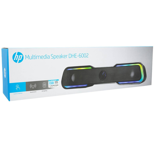Акустична система 2.0 HP DHE-6002, 3,5мм + USB, 6Вт, Sound Bar LED RGB
