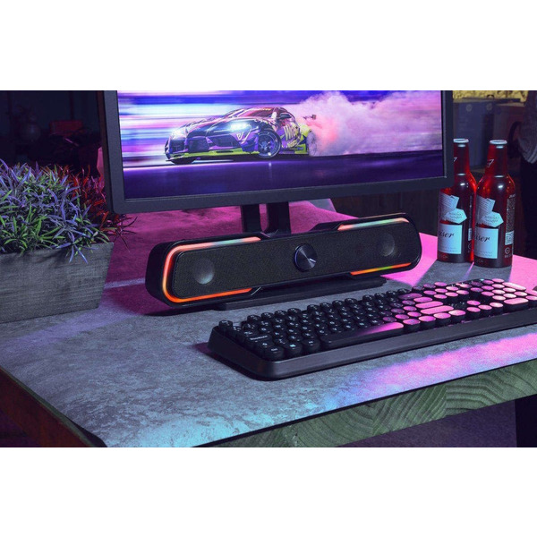 Акустична система 2.0 HP DHE-6002, 3,5мм + USB, 6Вт, Sound Bar LED RGB