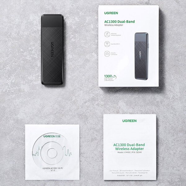 Адаптер WiFi AC1300 2.4GHz&amp;5GHz USB 3.0 CM492 Ugreen Black