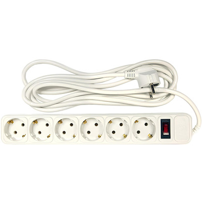 Power filtr 3.0м PowerPlant, 6 розеток, 3x1.5мм2, 10А