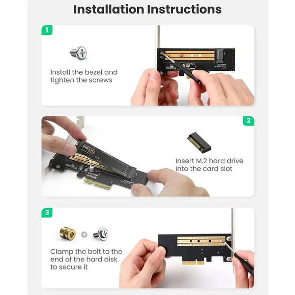 PCI-E 3.0 контролер для SSD M.2 (NVMe) x4 CM302 Ugreen