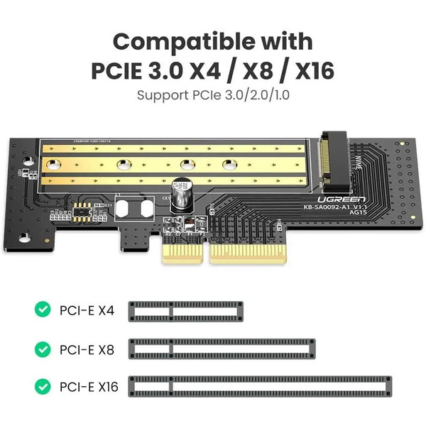PCI-E 3.0 контролер для SSD M.2 (NVMe) x4 CM302 Ugreen