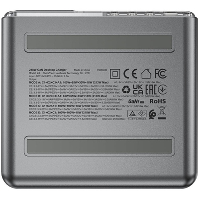 Зарядний пристрій 4xUSB 218W (3xUSB-C + USB-A) Gan Z4 Fast Charger Acefast