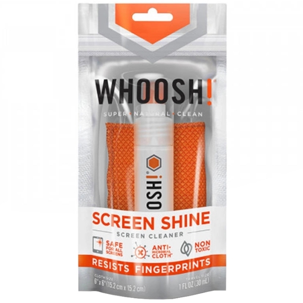 Комплект для чищення Whoosh! GO 30мл компактний спрей з мікрофіброю 14см x 14см