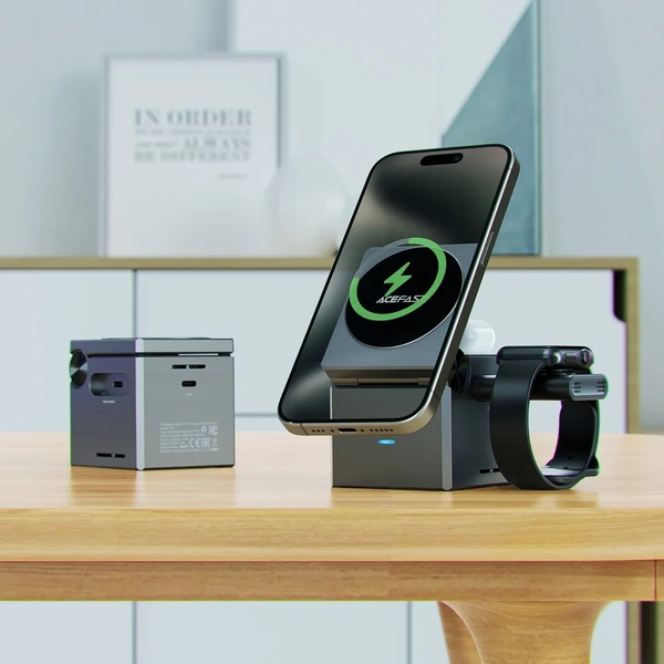 Зарядний пристрій Wireless QI 3in1 15W E18 Rubik's Acefast