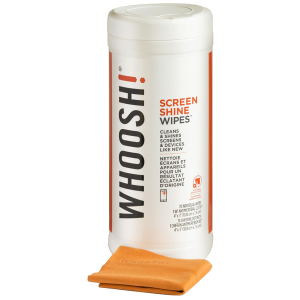 Набір для чищення Whoosh! 70 WIPES Серветки для очищення екрану 70шт з мікрофіброю 14см x14см BOX